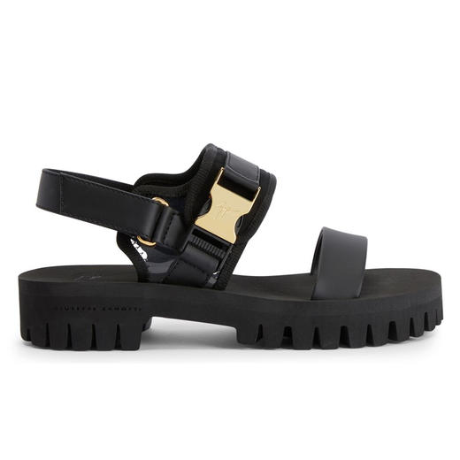 Giuseppe Zanotti 男士签名徽标平跟凉鞋 黑色 EU30031005 商品图0