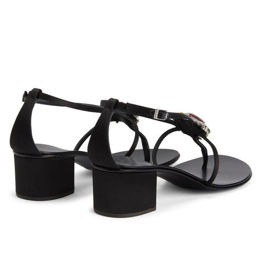 Giuseppe Zanotti 女士签名徽标中跟凉鞋 黑色 E400078001 商品图2