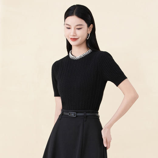 SNE3BD174诗梦女装珍珠装饰领针织衫 商品图2