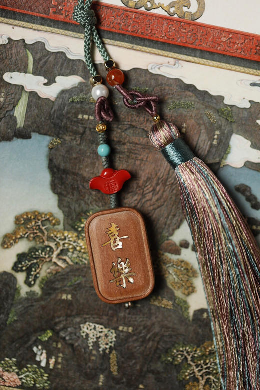 【青山特惠】老山檀嵌螺钿【喜乐】挂件 车挂 包挂 s26 商品图1