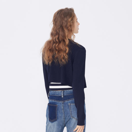 NEELLY纳俪商场同款秋季新款条纹针织两件套女薄款长袖上衣通勤N24072A01030 商品图1