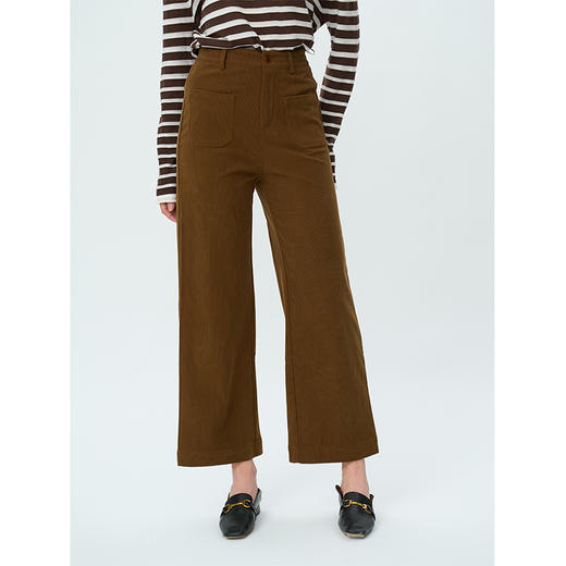 【周四精选福利】HeyDress复古灯芯绒休闲裤高腰宽松直筒裤双前兜设计感裤子 商品图0