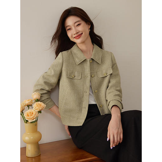 【年货节】熙世界休闲短外套小个子高级感2025秋装新款时尚小香风夹克上衣 商品图2