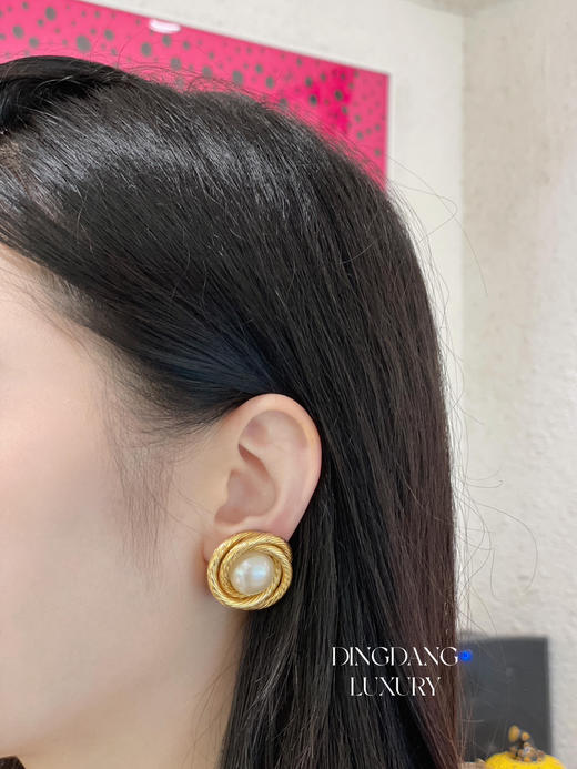 CHANEL vintage 鸟巢珍珠 耳钉 商品图1