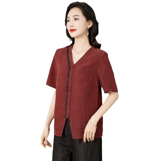 KQ-221549香云纱真丝衬衣女装大码品牌优雅复古显瘦洋气重磅桑蚕丝衬衫 商品图4