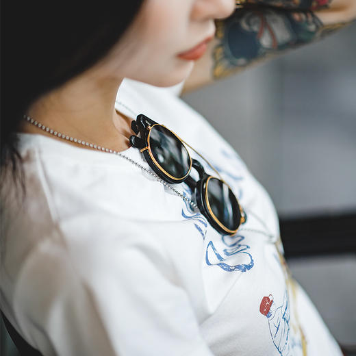 马登女装 美式复古德普手工圆框眼镜阿美咔叽可拆两用偏光墨镜潮 商品图4