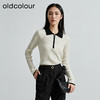 oldcolour秋季新款Polo领黑白拼接针织衫女翻领套头衫P340519A1 商品缩略图0