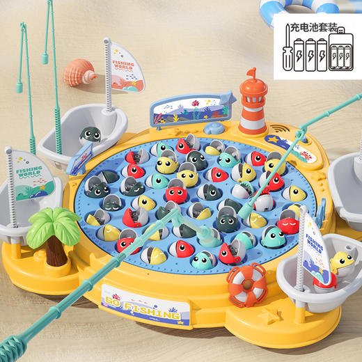 【在家体验钓鱼乐趣，寓教于乐】儿童电动旋转磁性钓鱼玩具 早教亲子互动 灯光音乐旋转大号钓鱼盘 吸引孩子钓鱼的兴趣 搭配动感音乐让孩子在欢乐中钓鱼-QQ 商品图10