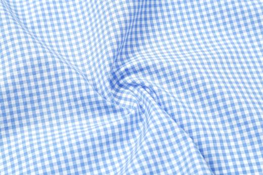 占姆士男士100%纯棉休闲商务细格蓝色长袖衬衫 商品图4