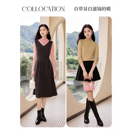 【年终特卖】熙世界半高领蕾丝T恤打底衫2025秋冬新款内搭修身显瘦长袖上衣 商品图4