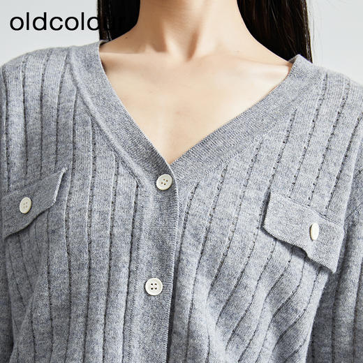 oldcolour秋季新款羊毛衫女100%纯绵羊毛V领长袖针织衫P340507A1 商品图2