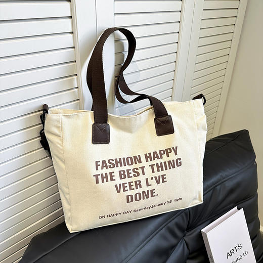 【街头风~超能装大包包】休闲帆布大容量包包，新款时尚托特包，百搭学生上课手提斜挎包，高颜值韩式潮流手提托特包-QQ 商品图6