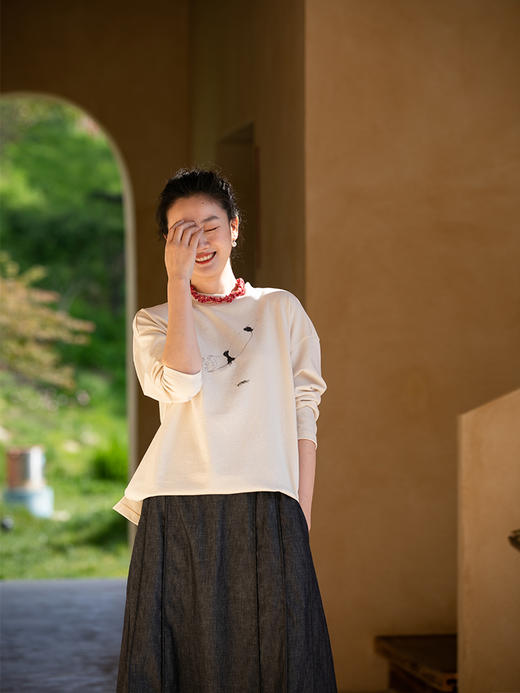 牧衣游原创趣味印花长袖T恤百搭限量福利款 云暮【不支持会员折】 商品图1