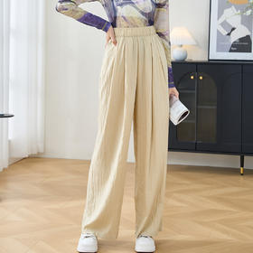 剩M/L/XL/XXL 米思阳2025夏季新款时尚简约休闲裤垂感褶皱小个子阔腿裤女2596