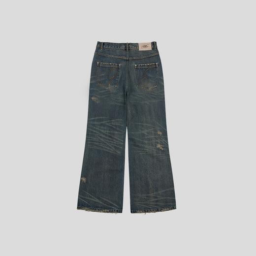 GOODBAI 916 slogan做旧印花水洗直筒牛仔裤 商品图4