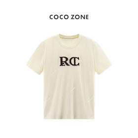 COCO ZONE 100棉时尚简约圆领字母绣花短袖T恤上衣 24C10373