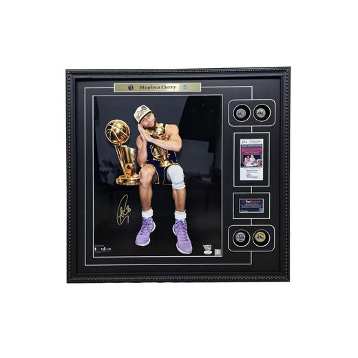 收藏系列 库里 总冠军奖杯晚安 20寸 亲笔签名照片 商品图0