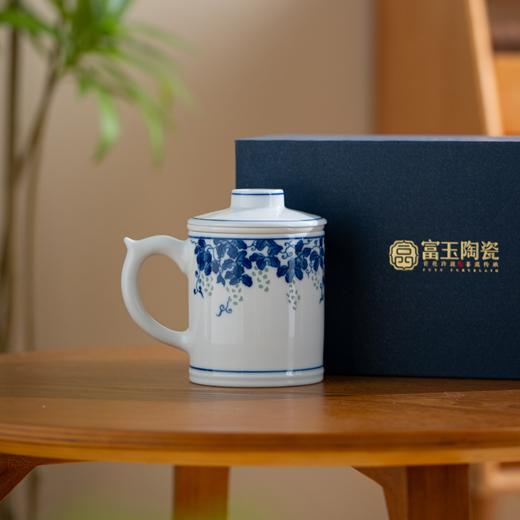 富玉  景德镇手绘青花玲珑多子多福茶漏杯家用大容量礼盒装 商品图3