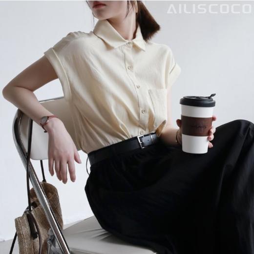 法式小飞袖通勤衬衫 | 透气不闷汗 轻薄柔软 藏肉显瘦 垂坠有质感 时髦百搭 商品图1