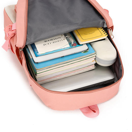 韩版学生时尚四件套书包青春校园双肩包套装大容量减负背包（赠徽章四枚） 商品图3