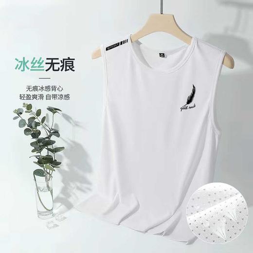 男士圆领无袖T恤夏季 冰丝网眼背心潮薄款外穿 透气速干 宽松坎肩健身运动休闲 商品图2