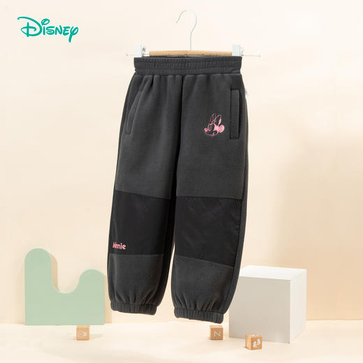 迪士尼女宝宝休闲长裤秋冬装时尚儿童保暖加绒裤子宽松百搭运动裤ZD4DK013 商品图3