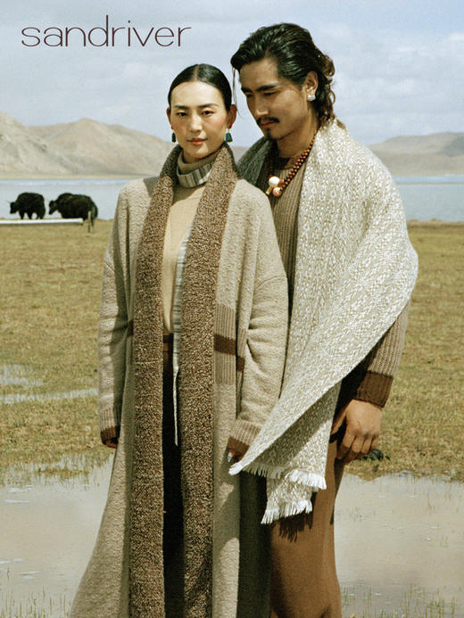 西藏女羊绒浮线长款开衫SJF96W358N 商品图1