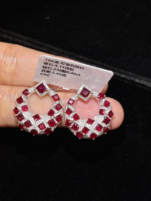 4.15ct 5.65g 红宝石耳钉 商品图3
