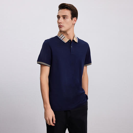 【棉质POLO领T恤衫】24年春夏新品男士时尚商务休闲藏青上衣 商品图1