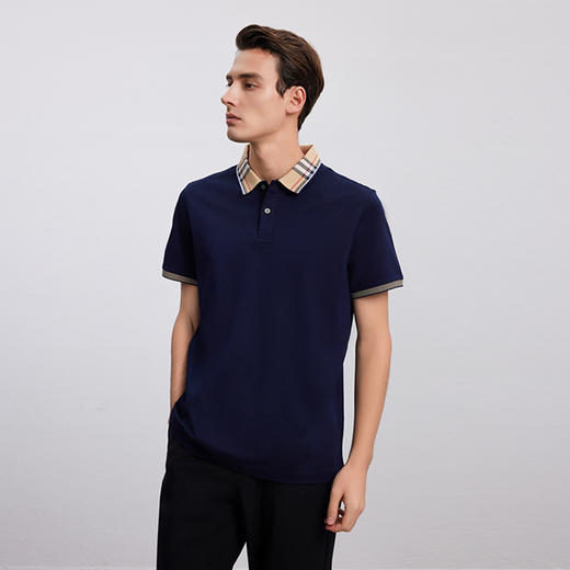 【棉质POLO领T恤衫】24年春夏新品男士时尚商务休闲藏青上衣 商品图3