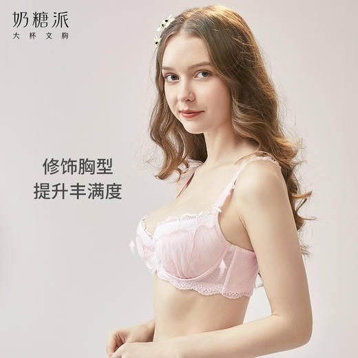 奶糖派大胸显小秘密花园夏季刺绣圆润饱满文胸上托侧收聚拢内衣女 商品图1