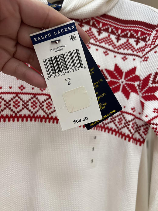 POLO Ralph Lauren 女大小童春秋款雪花图案连帽针织长袖连衣裙 商品图2