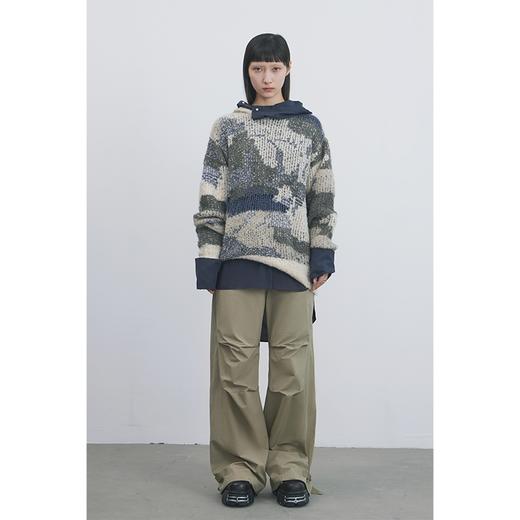 GOODBAI 916 迷彩拼接连帽宽松针织衫 商品图0