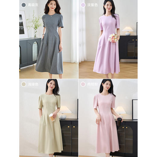 米思阳2025夏季新款极简高级灰OL风连衣裙优雅知性通勤裙子2106 商品图1