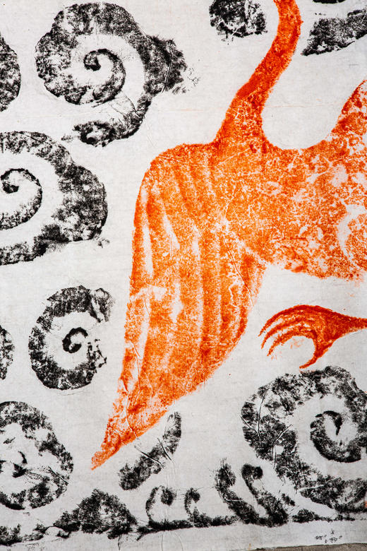 宋代“仙鹤祥云”石刻双色拓片 商品图4