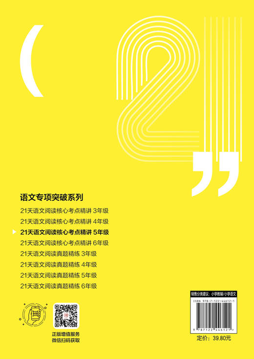 语文专项突破系列--21天语文阅读核心考点精讲 5年级 商品图1