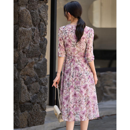 剩S 米思阳2026春季新款法式茶歇碎花连衣裙收腰显瘦气质长裙女3774 商品图3