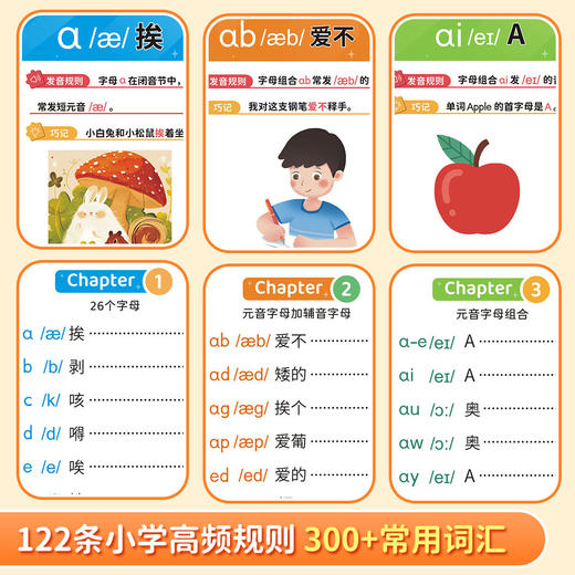 6岁+英语趣味学音标小学英语轻松学自然拼读速记英语单词谐音巧记字母组合单词拼着读拆着记灵活用 商品图4