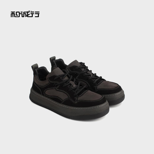 和诚行 2024秋冬新款真皮系带板鞋男鞋时尚百搭厚底休闲鞋1050132 商品图4