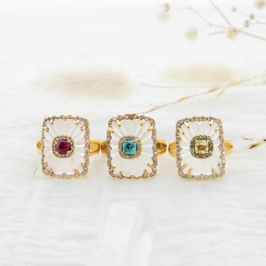 北京仓｜Leticia Ponti-Bague Julia-玫瑰色 石英石 水晶 戒指［法国设计师］ 商品图1