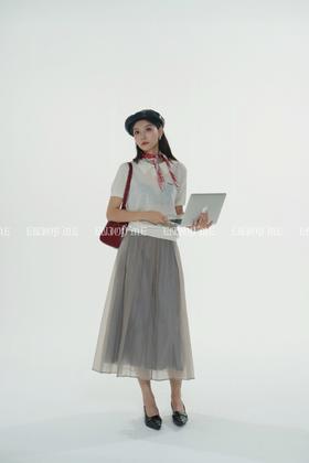 【门店同款】ENJOY秋季less is more网纱百褶长裙 158852078