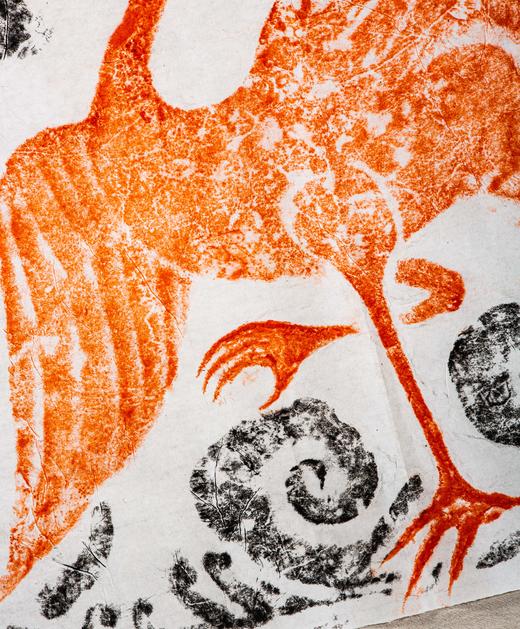 宋代“仙鹤祥云”石刻双色拓片 商品图5