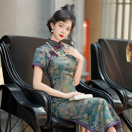 HQ-316高端旗袍新中式夏女2024新款日常复古改良国风连衣裙年轻气质长款 商品图1