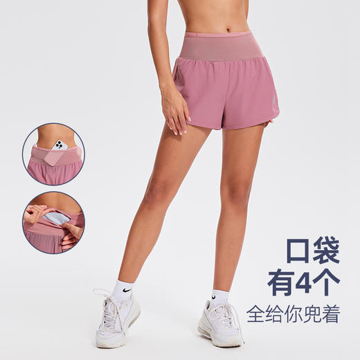 【热销】科里芙全腰围口袋假两件运动短裤 商品图2