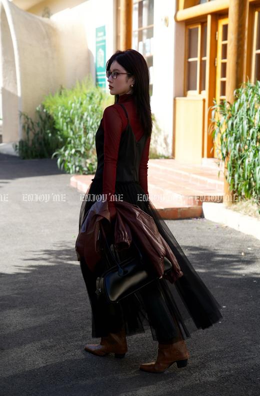 【门店同款】ENJOY秋季时光回廊缎面拼纱裙 158894850 商品图2