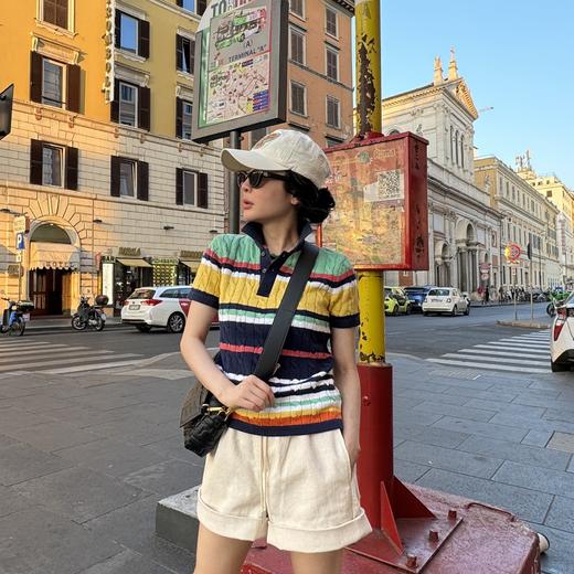 04-3潘依绣丁丁宠粉PanYiXiu/潘依绣100%棉经典款绞花编结设计Polo领针织衫 Z0310 商品图4