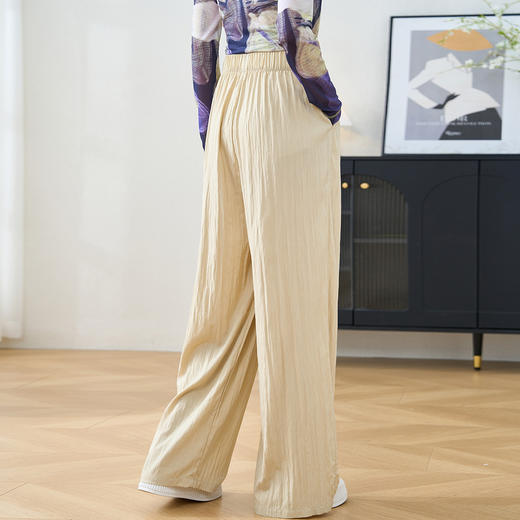 剩M/L/XL/XXL 米思阳2025夏季新款时尚简约休闲裤垂感褶皱小个子阔腿裤女2596 商品图5