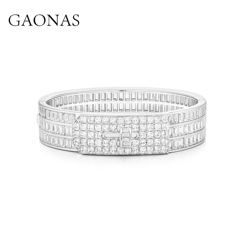 GAONAS 恒久风范时尚设计豪镶白色手镯10296SW