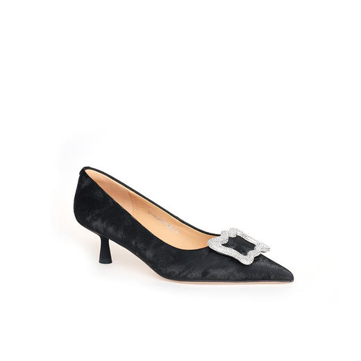 豪麟名鞋奥莱迪嘉女鞋皮鞋丝绸牛皮革DJYYA42WP021黑色  原价1660元 商品图0