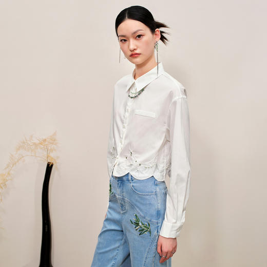 新中式截短提花衬衫秋季衬衫MC88TP598 商品图1